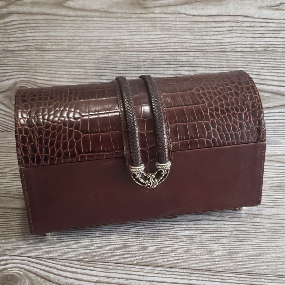 Brighton brown leather jewerlry box with silver details